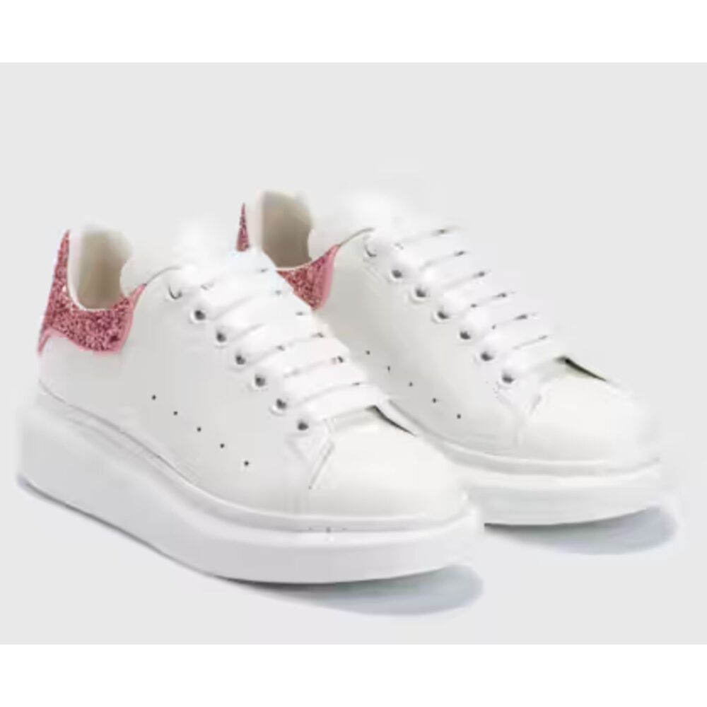 Alexander McQueen Kids Oversized Sneakers Pink Glitter White Girls US Size 2